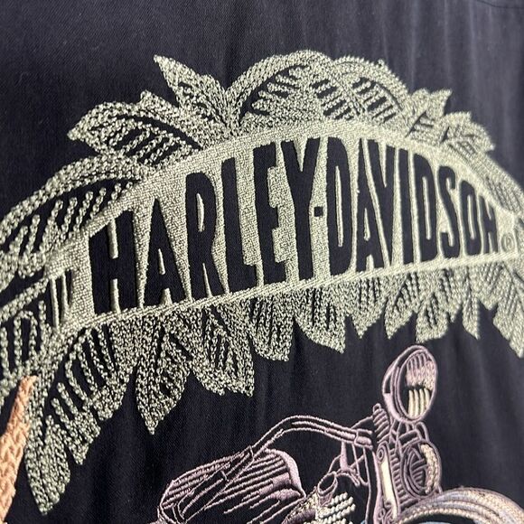 🔥🔥 Vintage HARLEY-DAVIDSON Hawaiian Silk SS Button Down Shirt Sz Lg - PERFECT - Picture 7 of 11